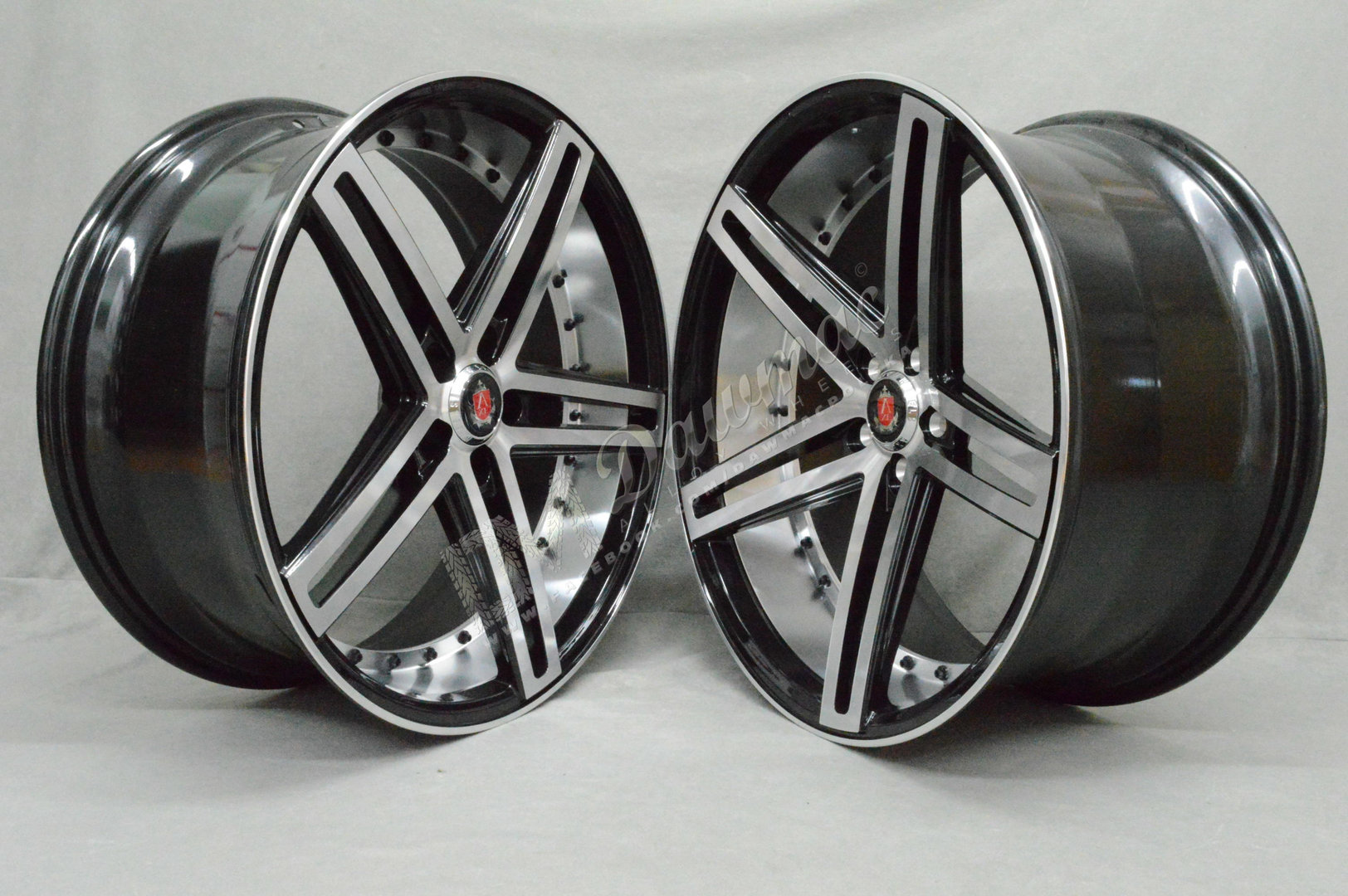 AXE EX20 20" 8,5J ET40 + 10J ET42 5x108-5x120 Black Polished Face & Barrel - obrazek 3