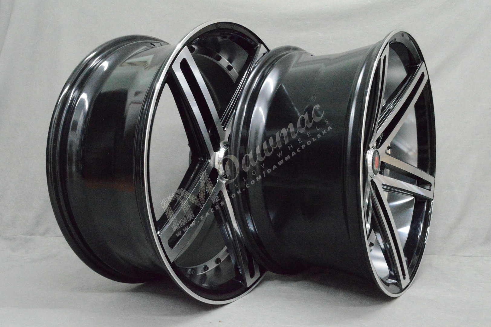 AXE EX20 22" 9J ET20 + 10,5J ET25 5x108-5x130 Black Polished Face & Barrel - obrazek 4