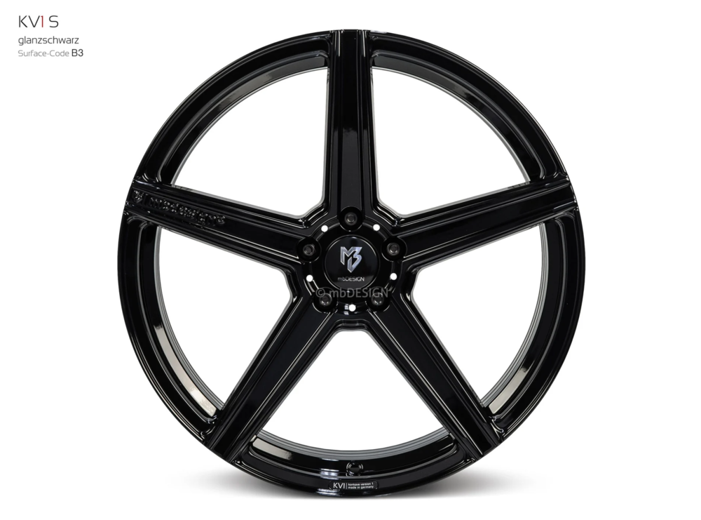 mbDesign KV1S 21" 9J ET35 + 10,5J ET45 5x112 Glanzschwarz