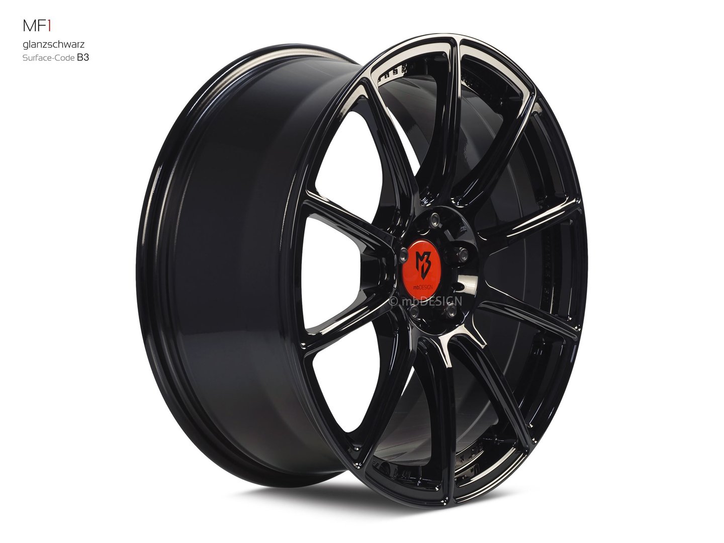 mbDesign MF1 19" 8J ET42 5x108 Black Shiny - obrazek 3