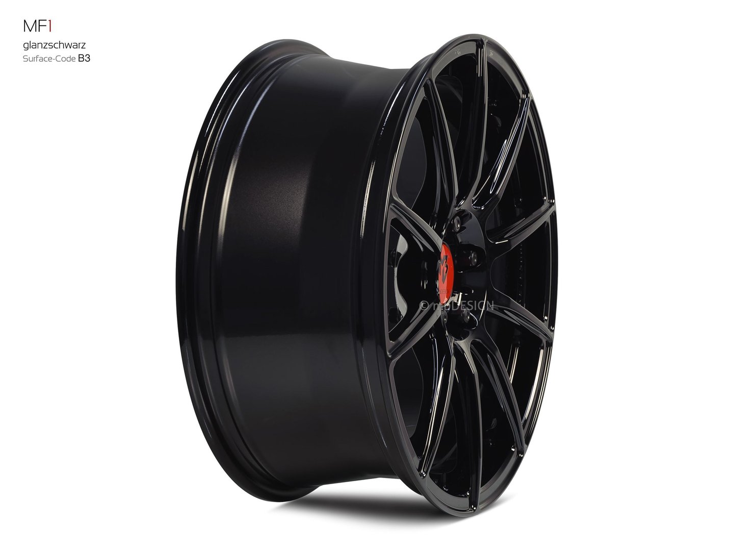 mbDesign MF1 19" 8,5J ET45 5x108 Black Shiny - obrazek 4