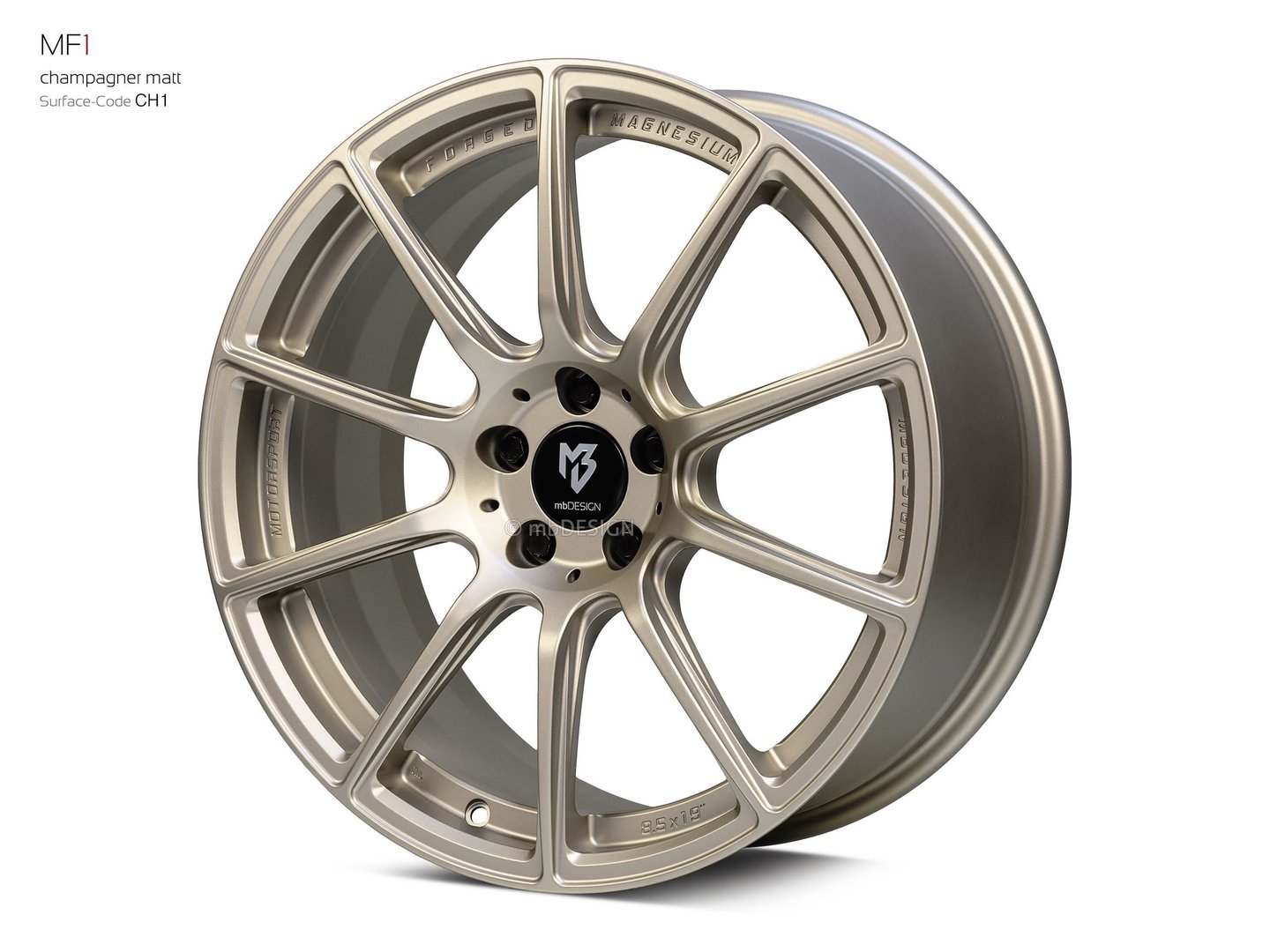 mbDesign MF1 19" 8,5J ET45 5x114,3 Champagner Matt - obrazek 6