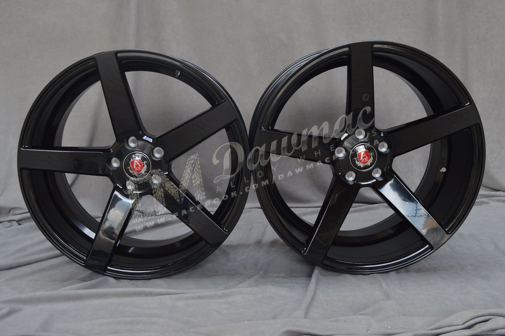 AXE EX18 19" 8,5J ET40 5x108-5x120 Gloss Black - obrazek 2