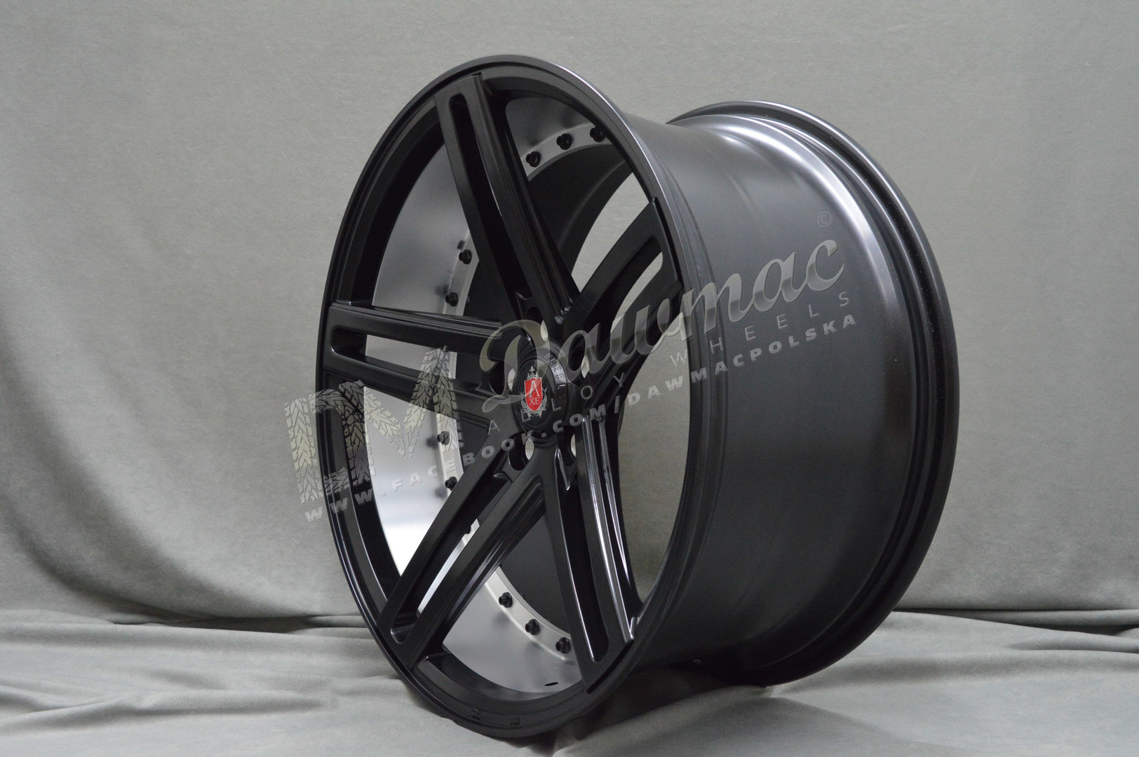 AXE EX20 19" 8,5J ET40 5x108-5x120 Gloss Black Polished Barrel - obrazek 3