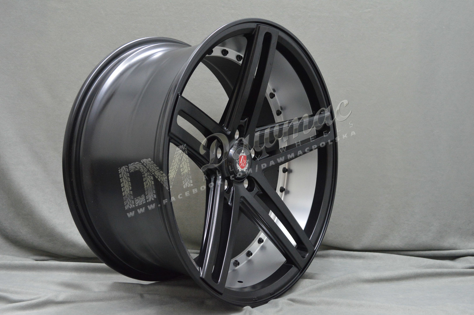 AXE EX20 19" 8,5J ET40 5x108-5x120 Gloss Black Polished Barrel - obrazek 4
