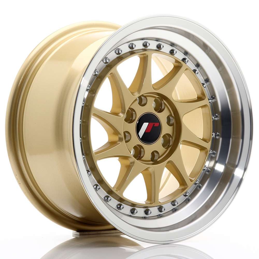 Japan Racing JR26 15" 8J ET25 4x100/4x108 Gold w/ Machined Lip