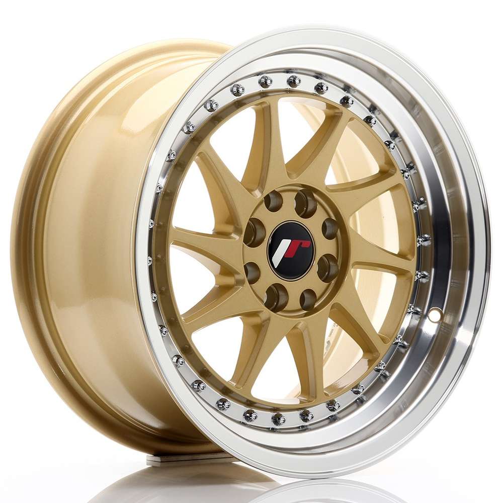 Japan Racing JR26 16" 8J ET25 4x100/4x108 Gold w/ Machined Lip