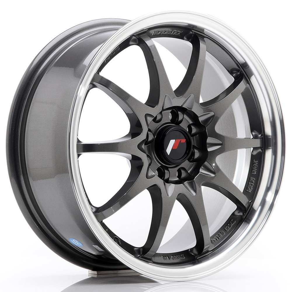 Japan Racing JR5 16" 7J ET30 4x100/4x108 Gun Metal w/ Machined Lip