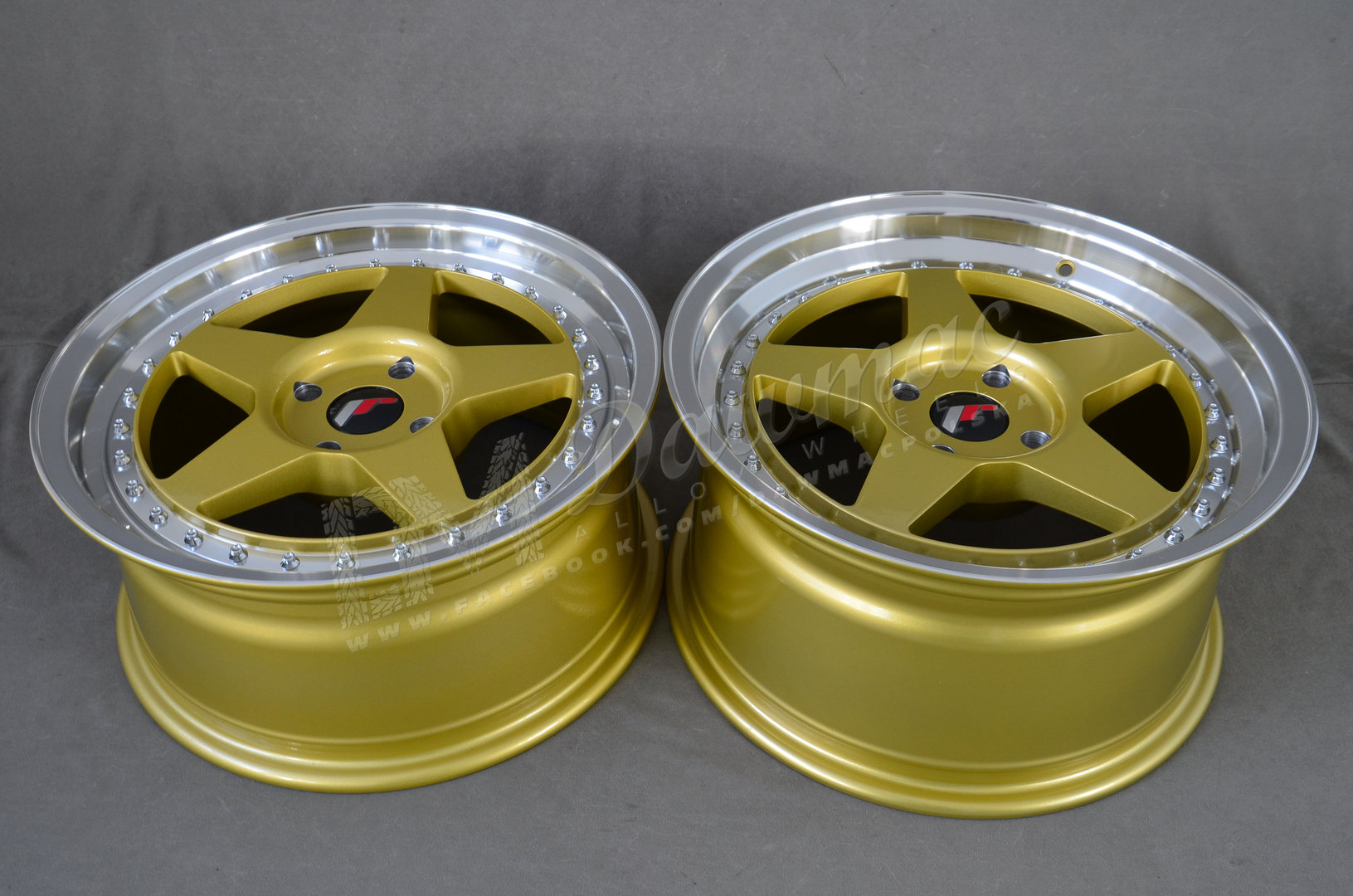 Japan Racing JR6 15" 8J ET25 4x100/4x108 Gold w/ Machined Lip - obrazek 6