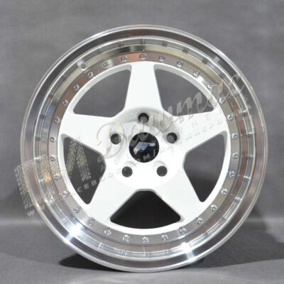 Japan Racing JR6 15" 8J ET25 4x100/4x108 White w/ Machined Lip