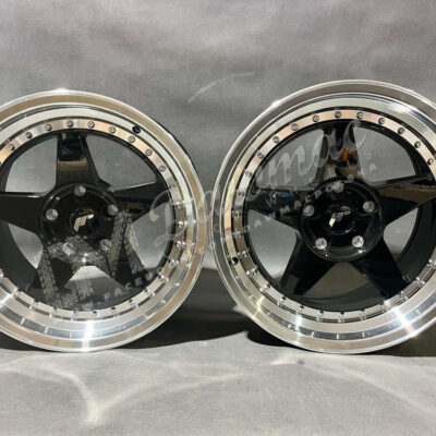 Japan Racing JR6 16" 7J ET25 + 8J ET25 4x100/4x108 Glossy Black w/ Machined Lip
