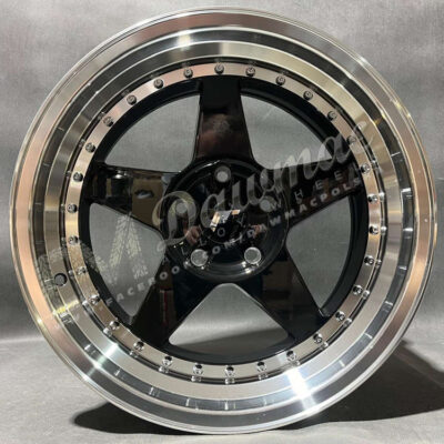Japan Racing JR6 17" 10J ET20 BLANK Glossy Black w/ Machined Lip