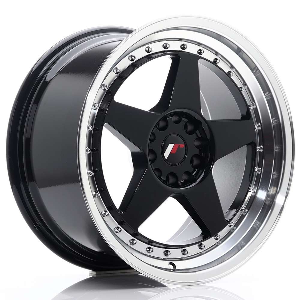 Japan Racing JR6 18" 9,5J ET22 5x114,3/5x120 Glossy Black w/ Machined Lip
