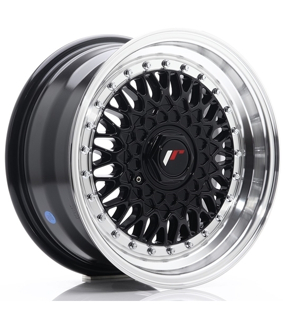 Japan Racing JR9 15" 7J ET20 4x100/4x108 Gloss Black w/Machined Lip