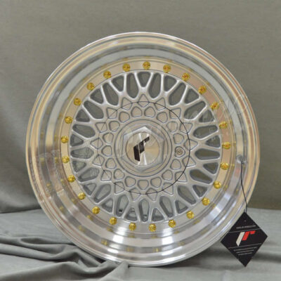 Japan Racing JR9 15" 8J ET20 BLANK Silver w/Machined Lip Gold Rivets