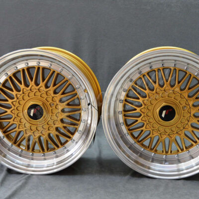 Japan Racing JR9 16" 7,5J ET25 + 9J ET20 4x100/4x108 Gold w/Machined Lip