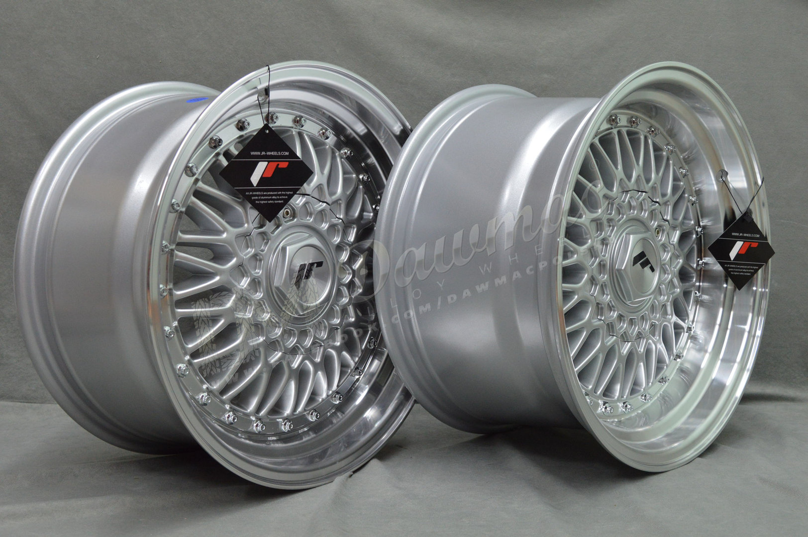 Japan Racing JR9 16" 7,5J ET25 + 9J ET20 4x100/4x108 Silver w/Machined Lip Silver Rivets - obrazek 5
