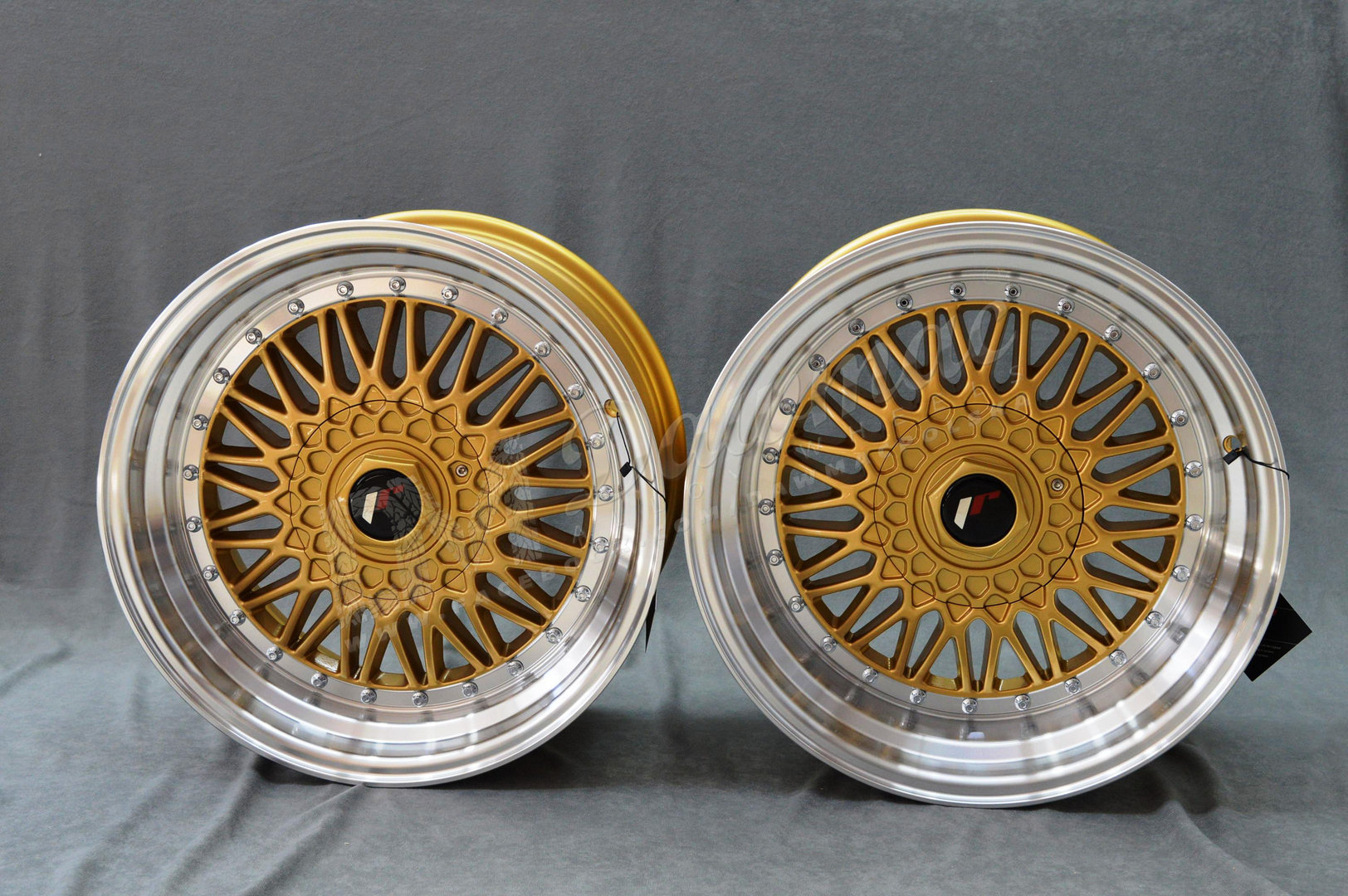 Japan Racing JR9 16" 7,5J ET25 + 9J ET20 BLANK Gold w/Machined Lip - obrazek 2