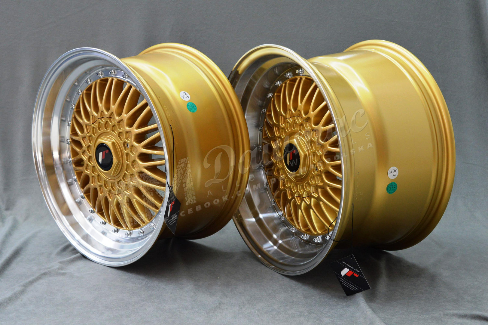 Japan Racing JR9 16" 8J ET25 + 9J ET20 4x100/4x108 Gold w/Machined Lip - obrazek 4