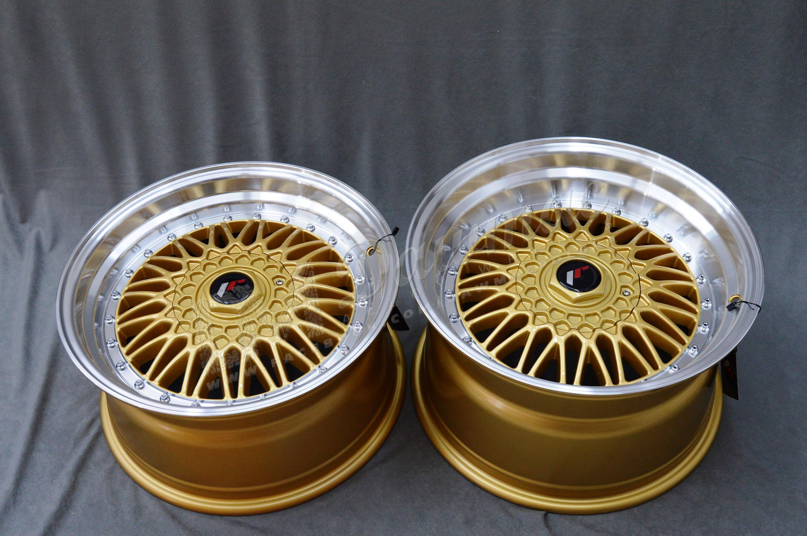 Japan Racing JR9 16" 8J ET25 + 9J ET20 4x100/4x108 Gold w/Machined Lip - obrazek 6