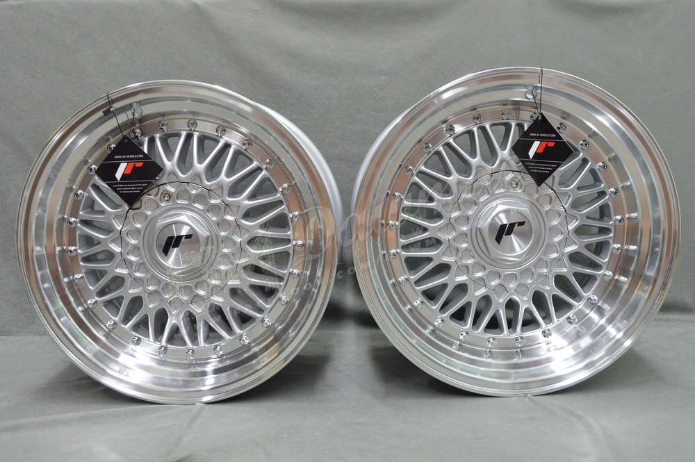 Japan Racing JR9 16" 8J ET25 + 9J ET20 4x100/4x108 Silver w/Machined Lip Silver Rivets