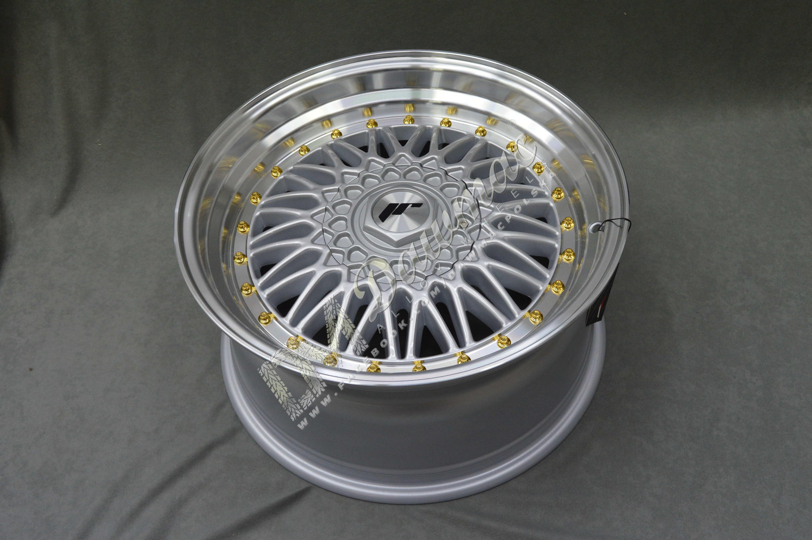 Japan Racing JR9 16" 9J ET20 BLANK Silver w/Machined Lip Gold Rivets - obrazek 5