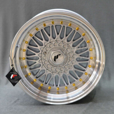 Japan Racing JR9 17" 10J ET20 BLANK Silver w/Machined Lip Gold Rivets
