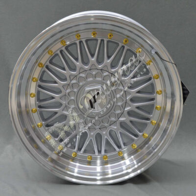Japan Racing JR9 17" 7,5J ET35 BLANK Silver w/Machined Lip Gold Rivets