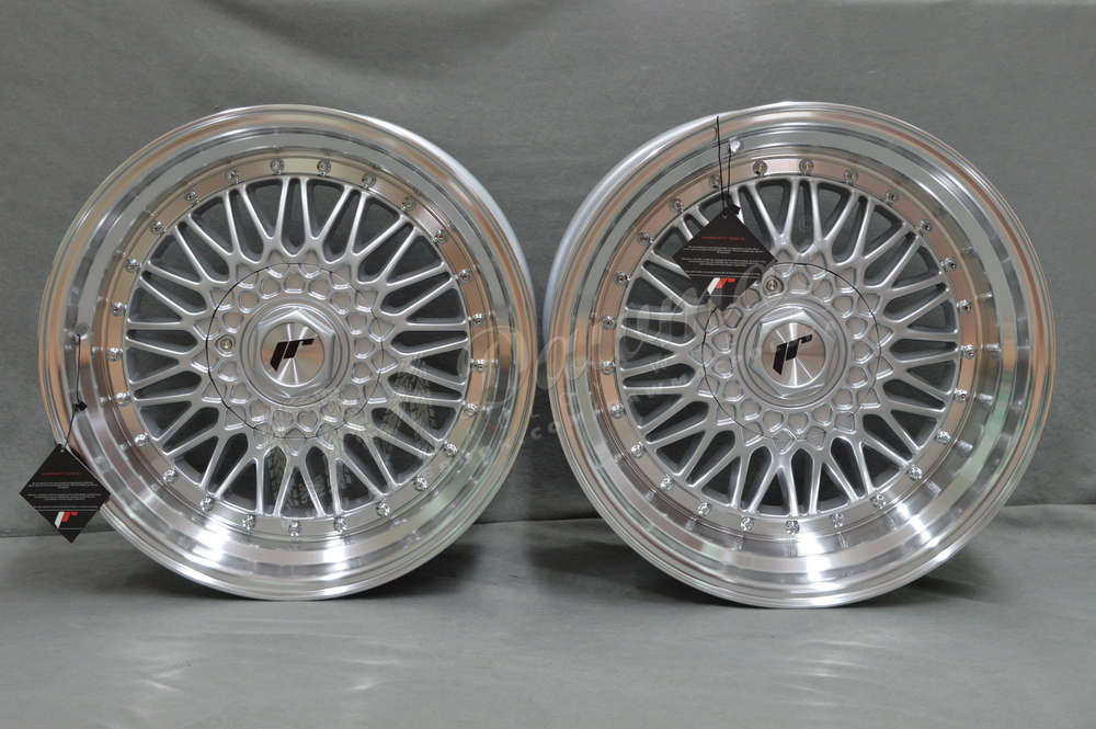 Japan Racing JR9 17" 8,5J ET20-ET35 + 10J ET20 BLANK Silver w/Machined Lip Silver Rivets