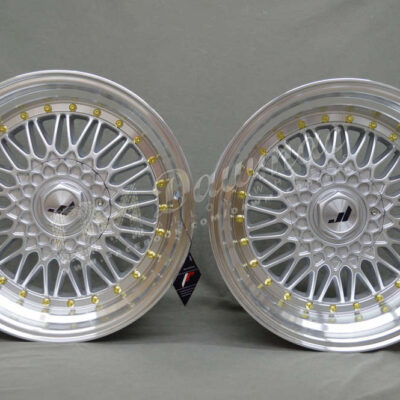 Japan Racing JR9 17" 8,5J ET20 + 10J ET20 5x112/5x120 Silver w/Machined Lip Gold Rivets