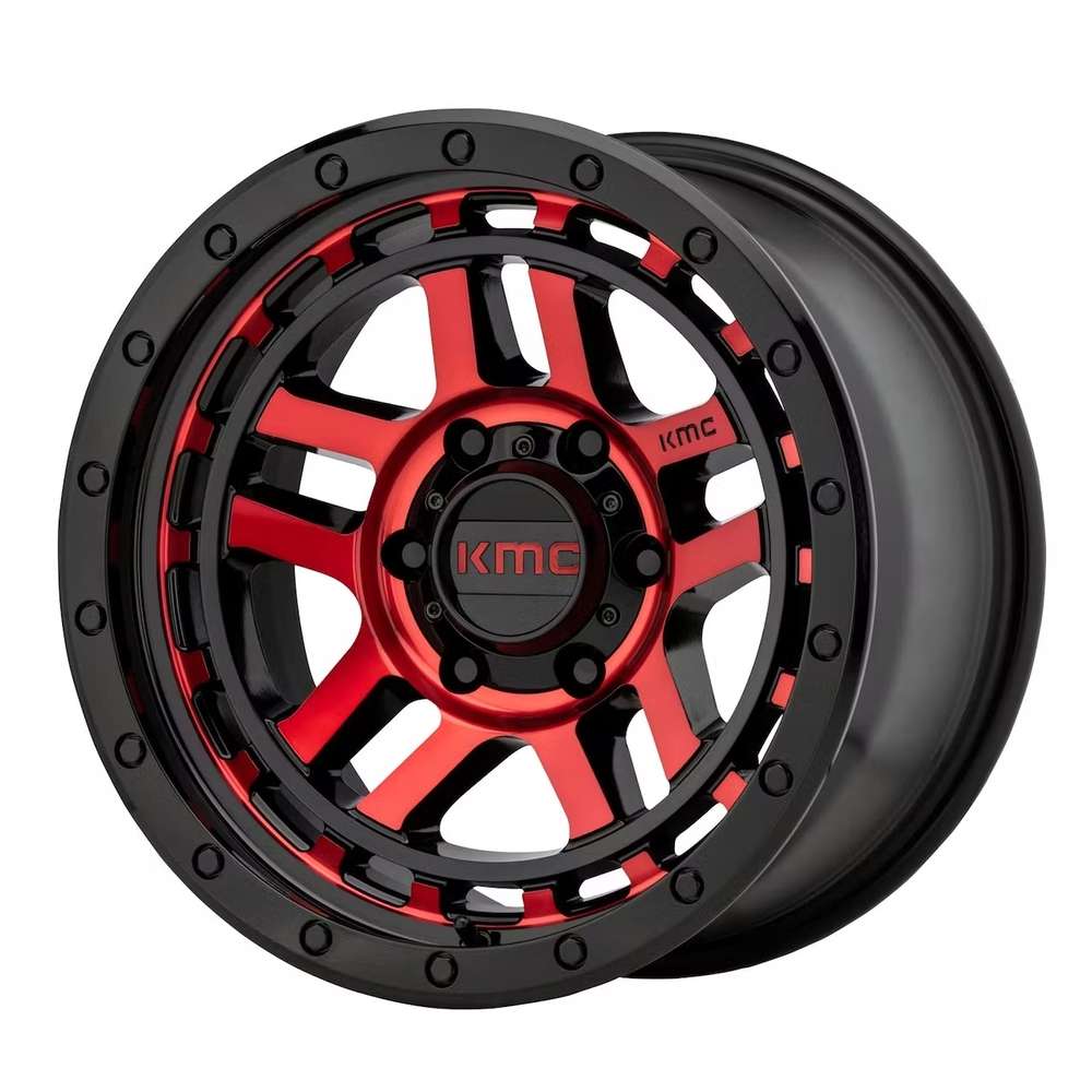 KMC KM540 17" 8,5J ET18 5x127 Gloss Black Machined with Red Tint