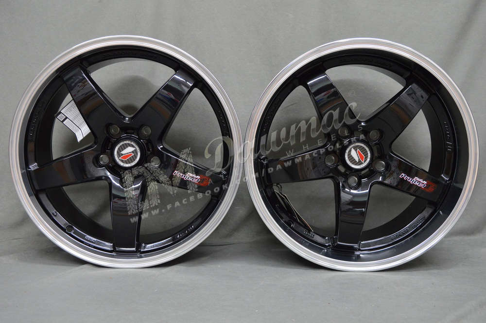 LENSO D1R 18" 8J ET45 + 9J ET44 5x120 Black/Lip Polish