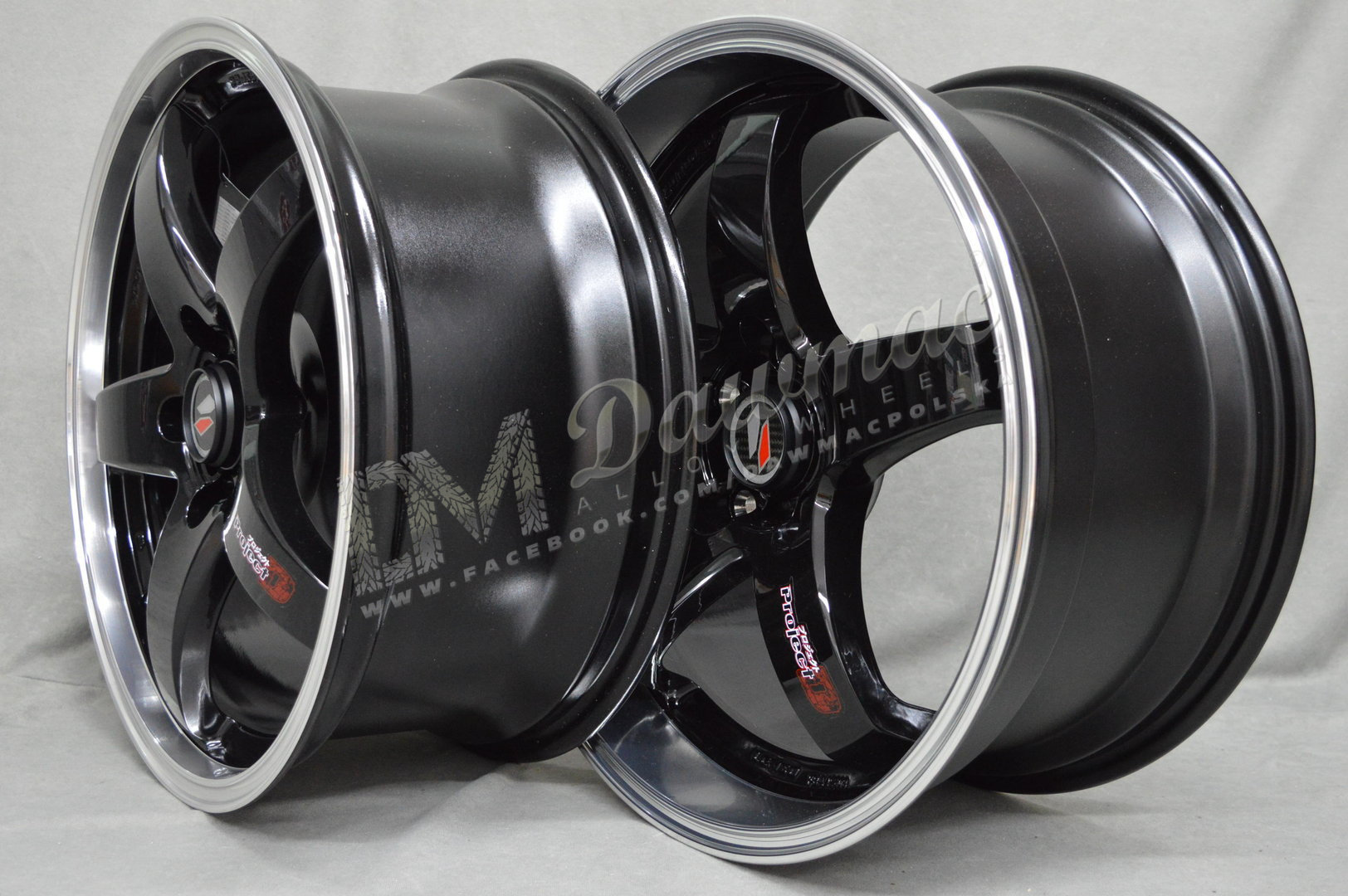 LENSO D1R 18" 8J ET45 + 9J ET44 5x120 Black/Lip Polish - obrazek 5