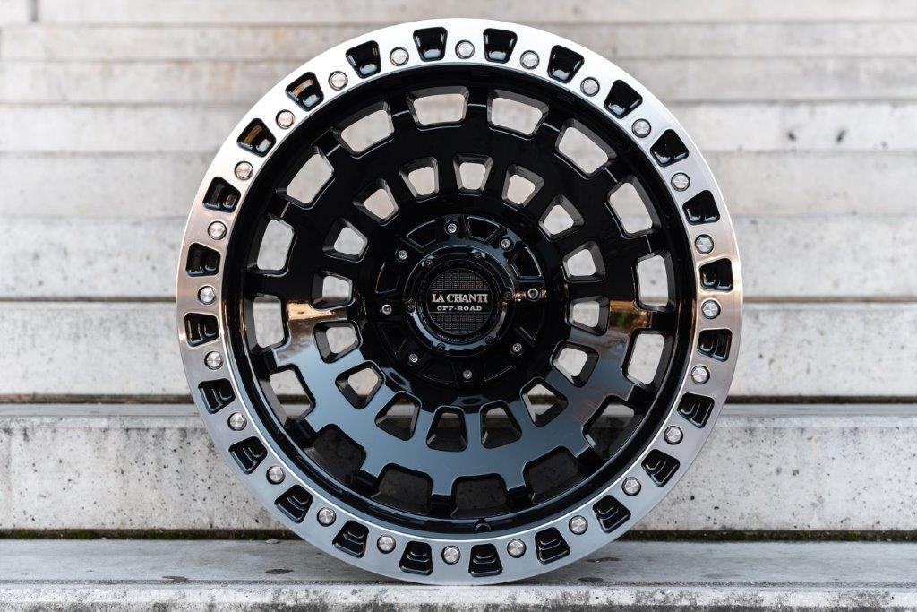 La Chanti LC-OF6 20" 10J ET-25 5x127/5x139,7 Gloss Black with Polished Ring - obrazek 2