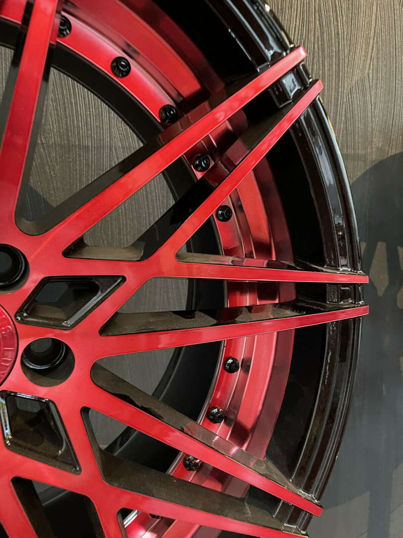 La Chanti LC-P1 20" 8,5J ET40 + 10J ET38 5x112 Gloss Black Red Spockes - obrazek 4