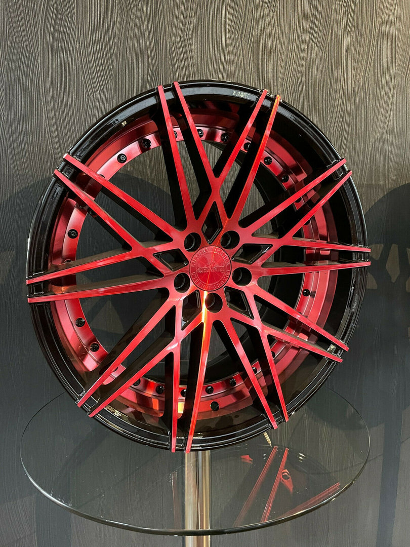 La Chanti LC-P1 20" 8,5J ET40 + 10J ET38 5x112 Gloss Black Red Spockes - obrazek 6