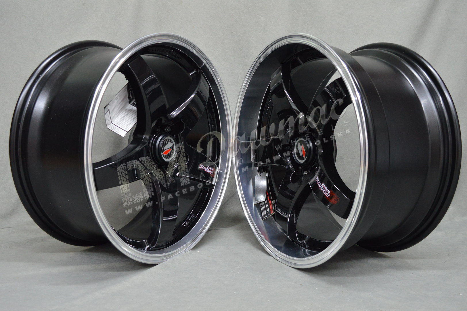 Lenso D1R 18" 8J ET45 5x108-5x120 Black & Mirror Dish - obrazek 3