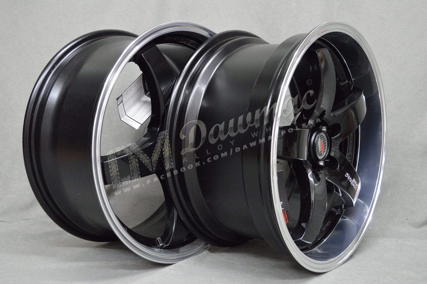 Lenso D1R 18" 8J ET45 5x108-5x120 Black & Mirror Dish - obrazek 4