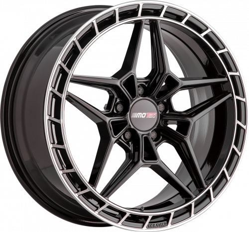 Motec Futura 19" 8,5J ET45 5x112 Schwarz Glanz Polierter Rand