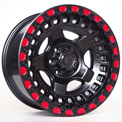 OF3 17" 9J ET0 6x139,7 Matt Black + Red Line