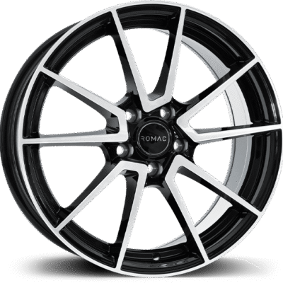 Romac Air 18" 8J ET45 5x112 Gloss Black with Polished Face