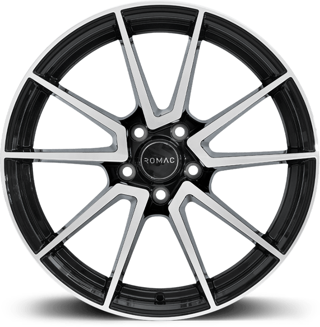 Romac Air 18" 8J ET45 5x112 Gloss Black with Polished Face - obrazek 4
