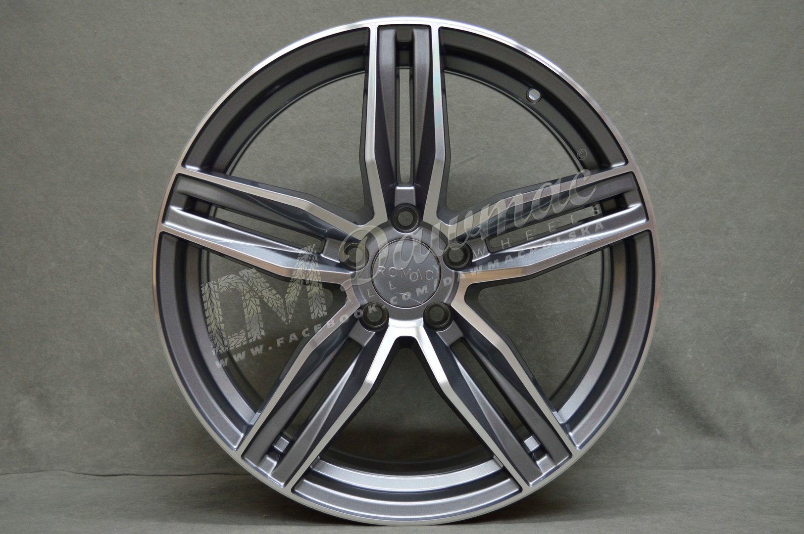 Romac Venom 19" 8.5J ET45 5x112 Grey Polished Face - obrazek 2