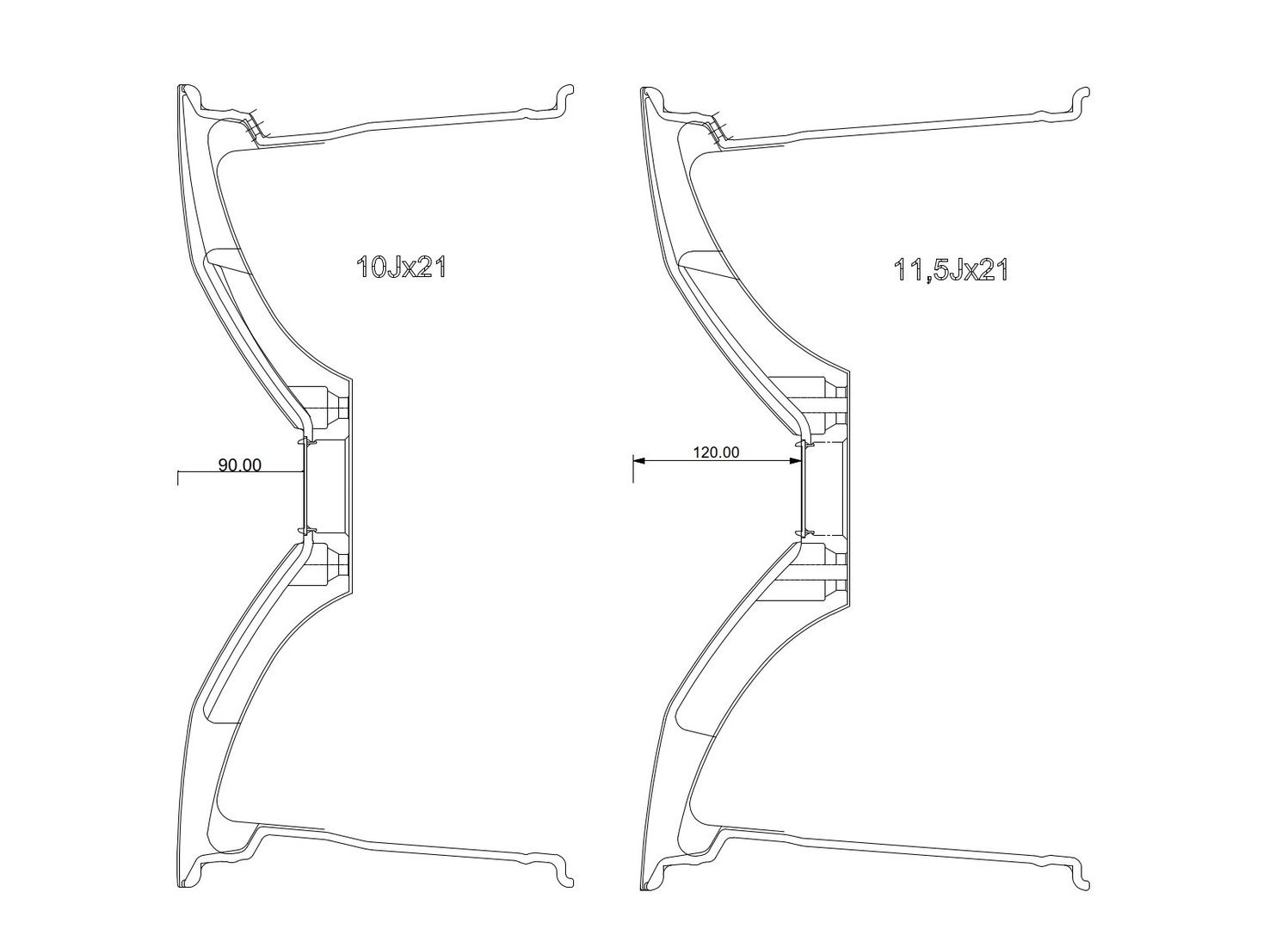 Schmidt Kyan 21" 11,5J ET15 5x112 Satin Black w/Bronze Deep Concave - obrazek 5