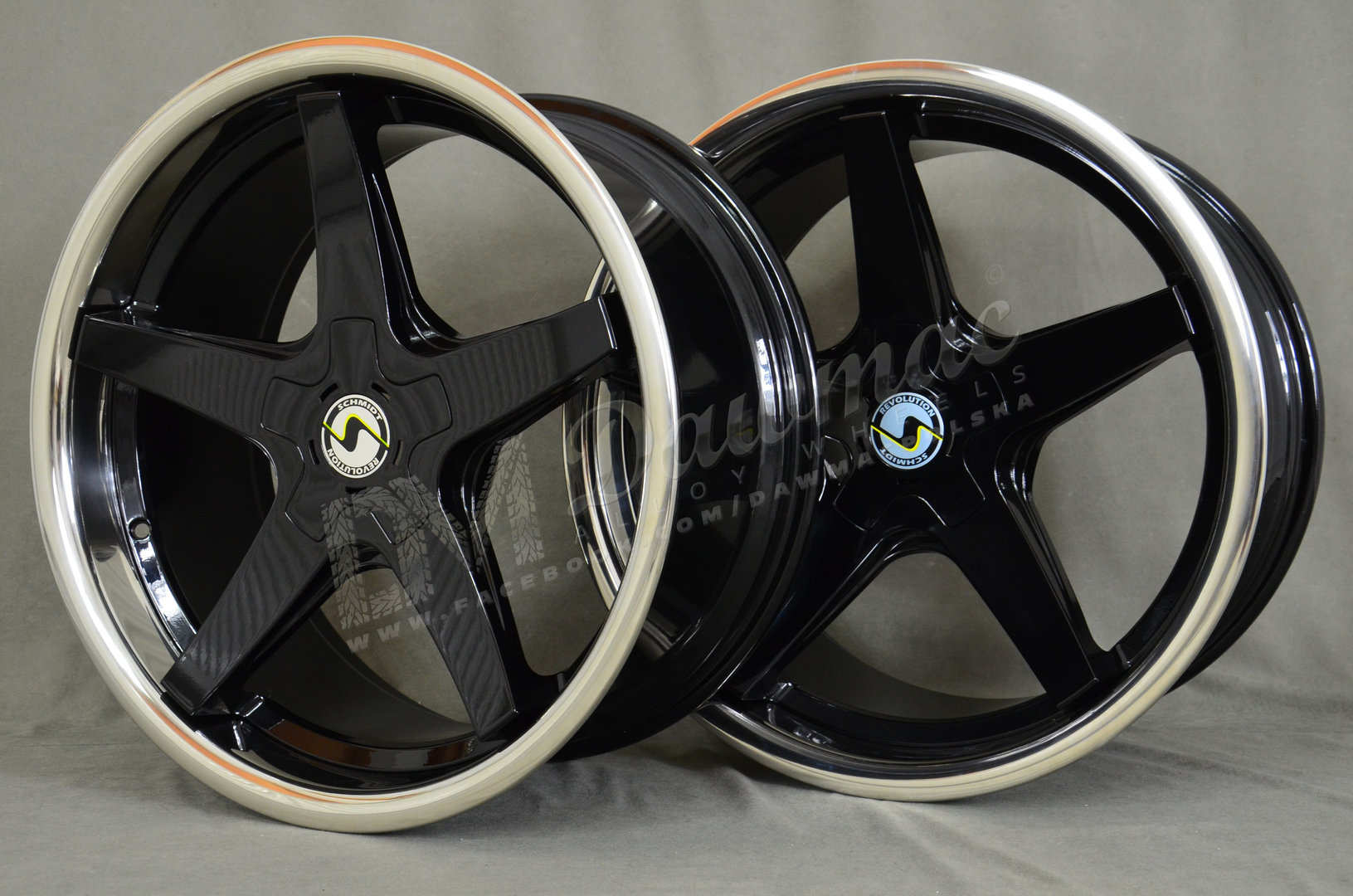 Schmidt XS5 19" 9J ET9-ET39 BLANK Gloss Black Polished Lip - obrazek 5