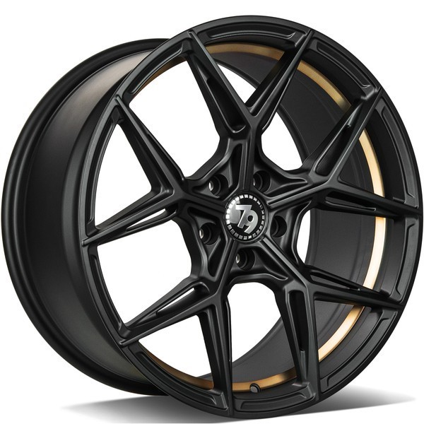 Seventy9 SCF-B 18" 9J ET35 5x120 Black Glossy Gold Inner Lip - obrazek 2