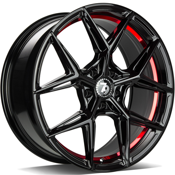 Seventy9 SCF-B 18" 9J ET40 5x112 Black Glossy Red Inner Lip - obrazek 2