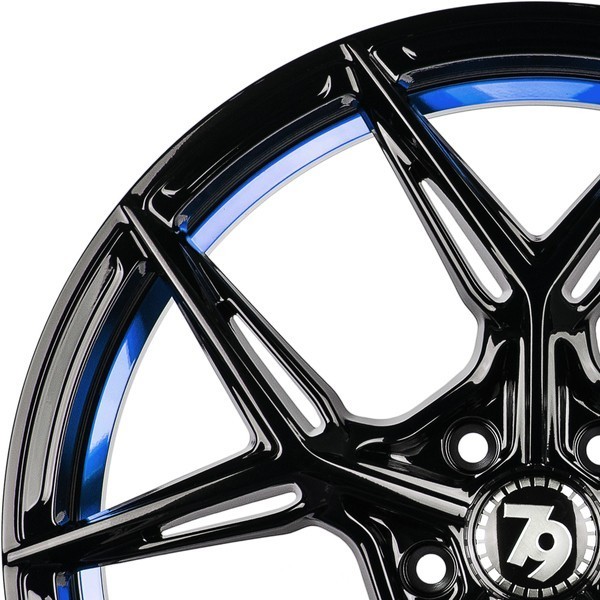 Seventy9 SCF-B 19" 8,5J ET30 5x120 Black Glossy Blue Inner Lip - obrazek 10