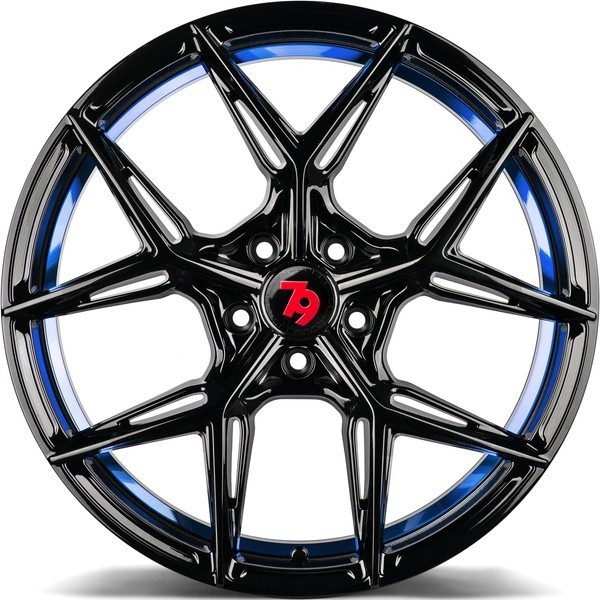 Seventy9 SCF-B 19" 8,5J ET30 5x120 Black Glossy Blue Inner Lip - obrazek 6
