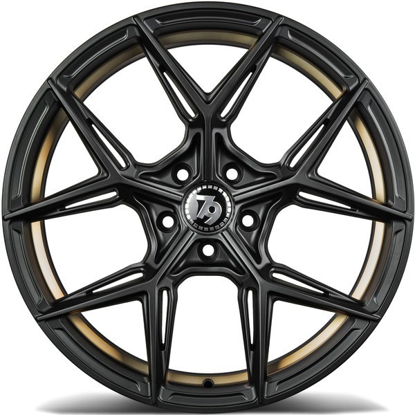 Seventy9 SCF-B 19" 8,5J ET30 + 9,5J ET35 5x120 Black Glossy Gold Inner Lip - obrazek 3
